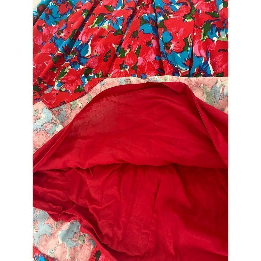 Cottagecore Talbots Petites Floral Print Skirt Lined Red Blue - Size 12P - Picture 5 of 8
